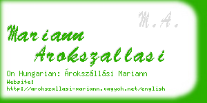 mariann arokszallasi business card